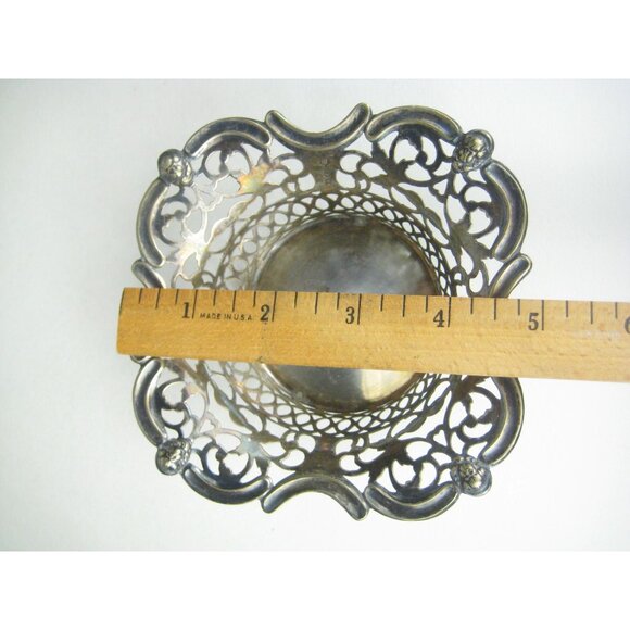 Vintage Victorian Style Silver Plate Decorative Basket Dish Bowl Filigree - Picture 4 of 16